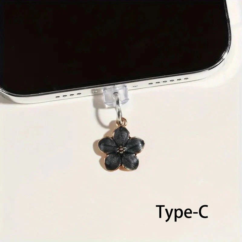 Simple Flowers Phone Dust Plug – Decorative Charging Port Pendant