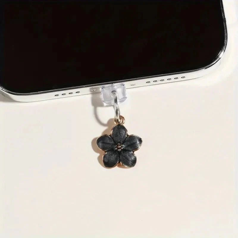 Simple Flowers Phone Dust Plug – Decorative Charging Port Pendant