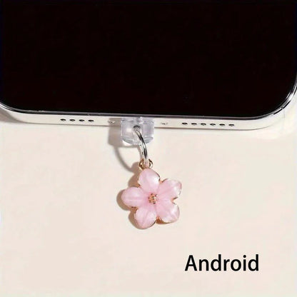 Simple Flowers Phone Dust Plug – Decorative Charging Port Pendant