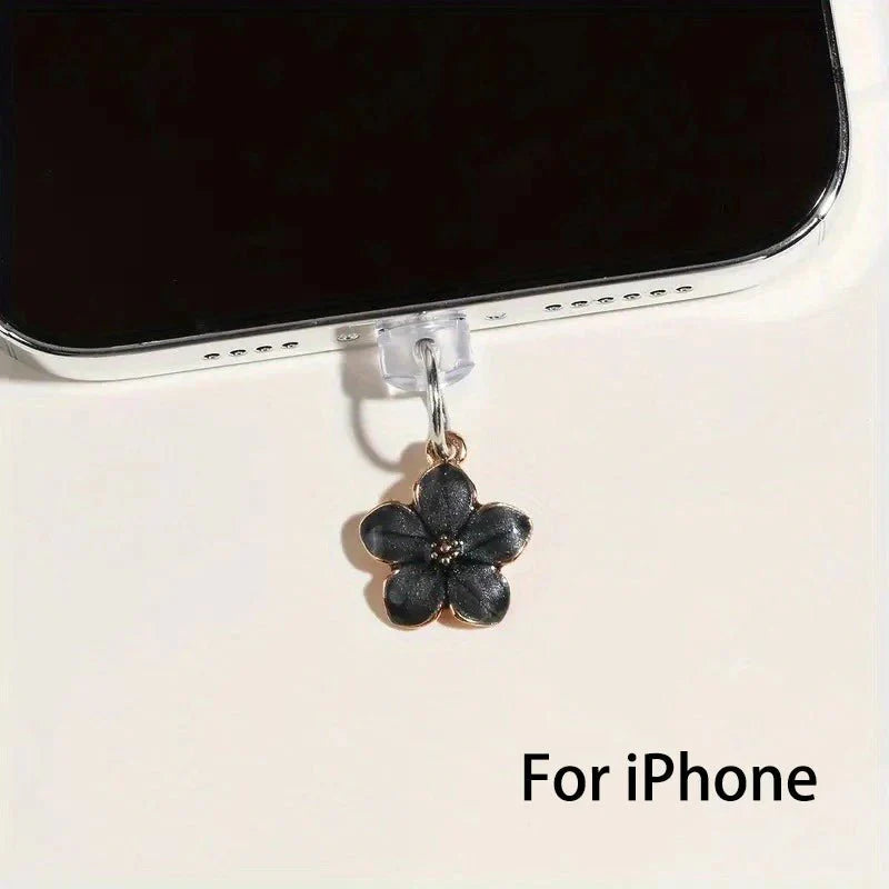 Simple Flowers Phone Dust Plug – Decorative Charging Port Pendant