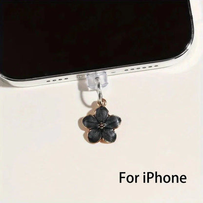 Simple Flowers Phone Dust Plug – Decorative Charging Port Pendant