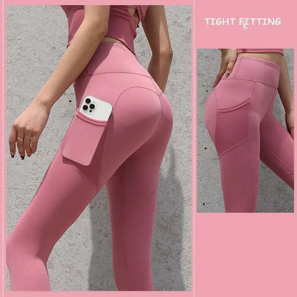 Slate Blue Gym Sport Seamless Leggings with Pockets