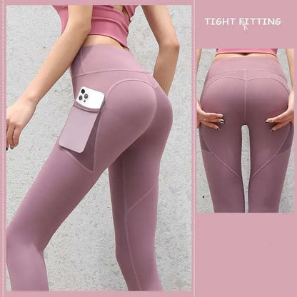 Slate Blue Gym Sport Seamless Leggings with Pockets