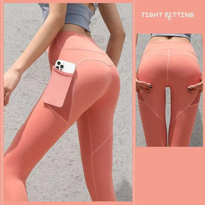 Slate Blue Gym Sport Seamless Leggings with Pockets