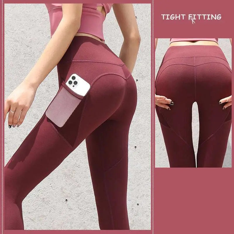 Slate Blue Gym Sport Seamless Leggings with Pockets