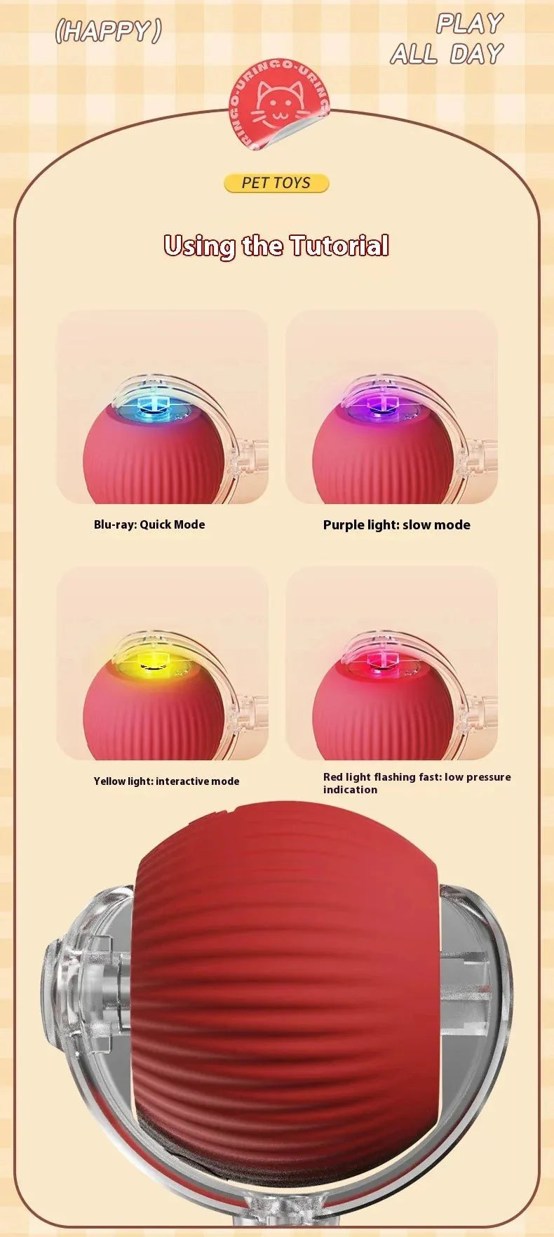 Smart Interactive Cat Ball – Automatic Rolling Rechargeable Toy