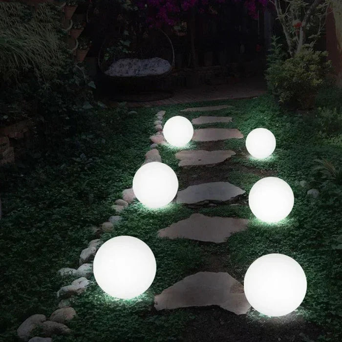 Modern PE Globe Outdoor Garden Light | Rechargeable 16 Color LED Outdoor Lamp
