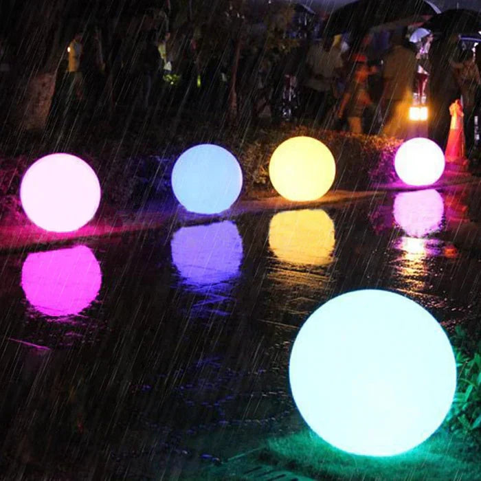 Modern PE Globe Outdoor Garden Light | Rechargeable 16 Color LED Outdoor Lamp