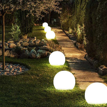 Modern PE Globe Outdoor Garden Light | Rechargeable 16 Color LED Outdoor Lamp