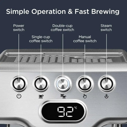 Stainless Steel 20 Bar Espresso Machine with Milk Frother