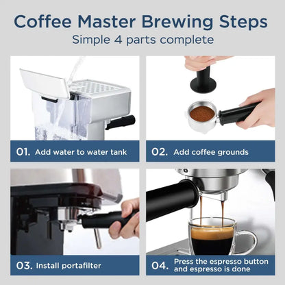 Stainless Steel 20 Bar Espresso Machine with Milk Frother