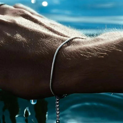 Stainless Steel Square Snake Bone Chain Bracelet | Minimalist Unisex Jewelry