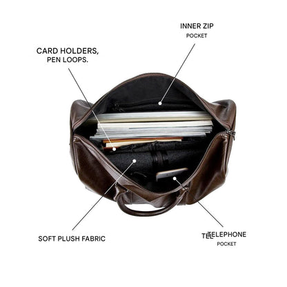 Large PU Leather Travel Duffel Bag Lightweight Carry On Weekender 45cm