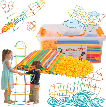 Jouets de construction STEM 4D avec pailles