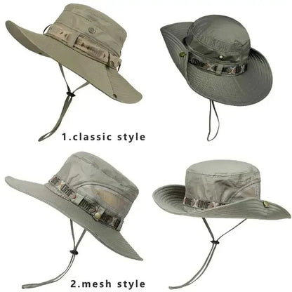 Summer Men Bucket Hat | Outdoor UV Protection Wide Brim Safari Cap