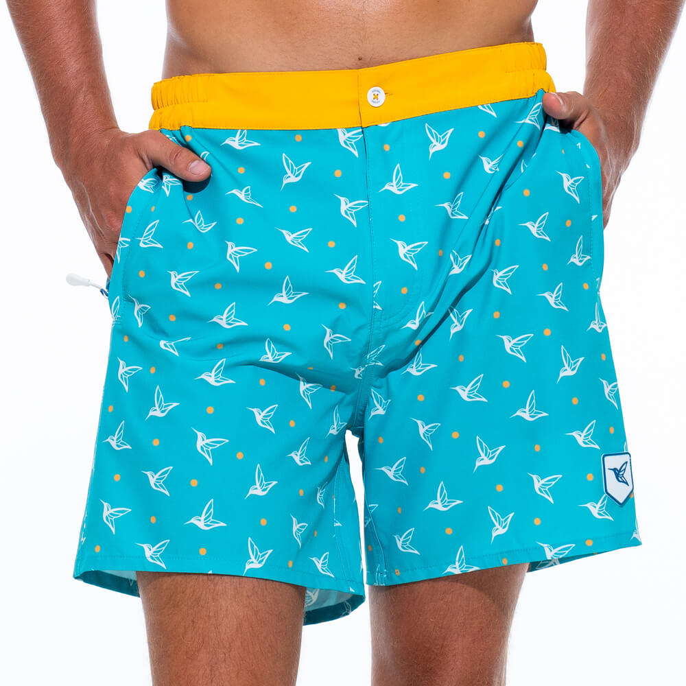 Men's Luxury Aquamarine Swim Trunks — Kolibri Monogram