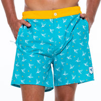 Men's Luxury Aquamarine Swim Trunks — Kolibri Monogram
