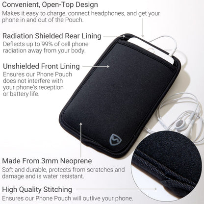 Pochette pour téléphone SYB – Étui de protection anti-ondes électromagnétiques pour téléphone | Bloque jusqu'à 99 % des radiations