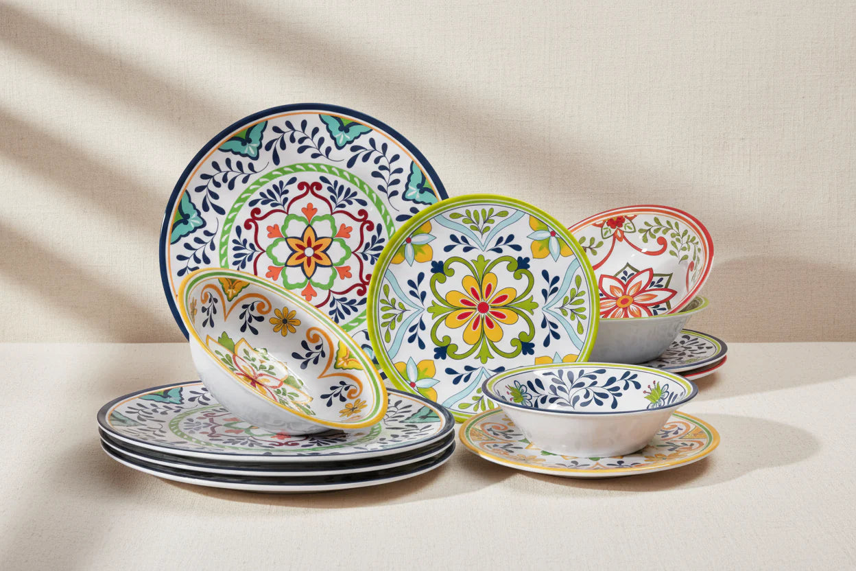 Ensemble de vaisselle en mélamine Talavera pour 4 personnes