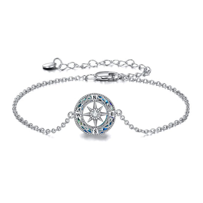 Sterling Silver Crystal Celtic Knot Compass Bracelet