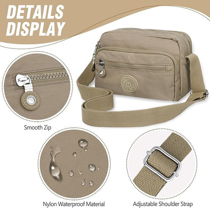 TEUEN Nylon Large Multi-Pocket Shoulder Bag