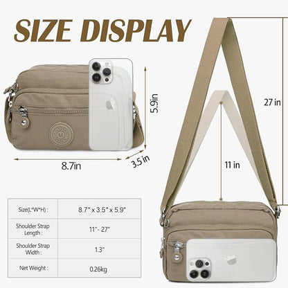TEUEN Nylon Large Multi-Pocket Shoulder Bag