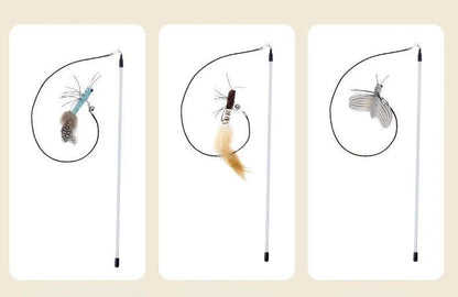 Teasing Cat Toy – Dragonfly Feather Wand with Optional Stick
