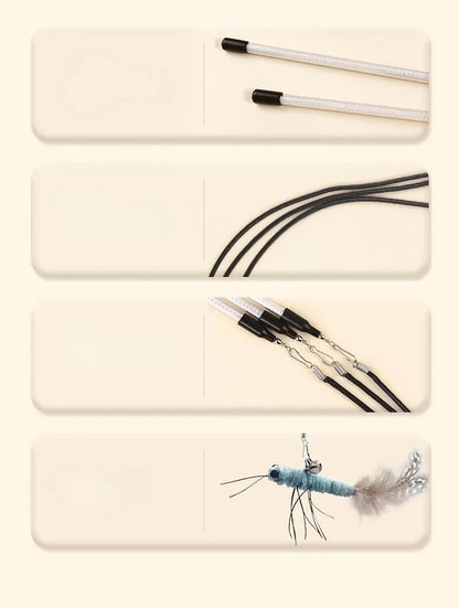 Teasing Cat Toy – Dragonfly Feather Wand with Optional Stick