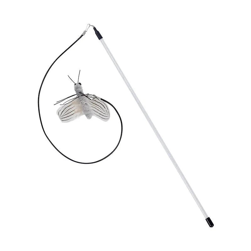 Teasing Cat Toy – Dragonfly Feather Wand with Optional Stick