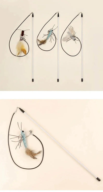 Teasing Cat Toy – Dragonfly Feather Wand with Optional Stick