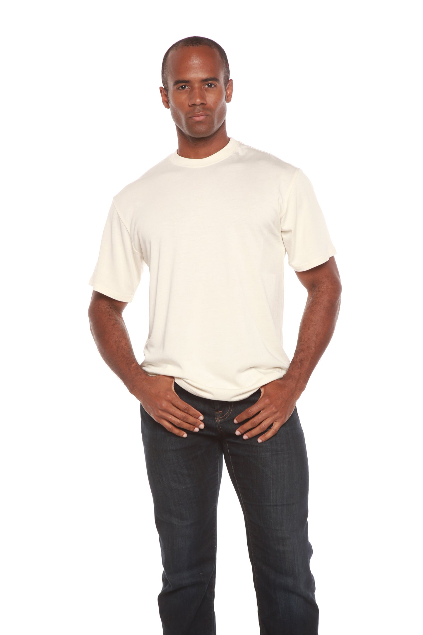 T-shirt à manches courtes en viscose de bambou/coton biologique pour homme avec surpiqûres contrastées