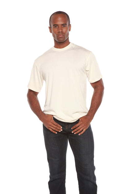 T-shirt à manches courtes en viscose de bambou/coton biologique pour homme avec surpiqûres contrastées