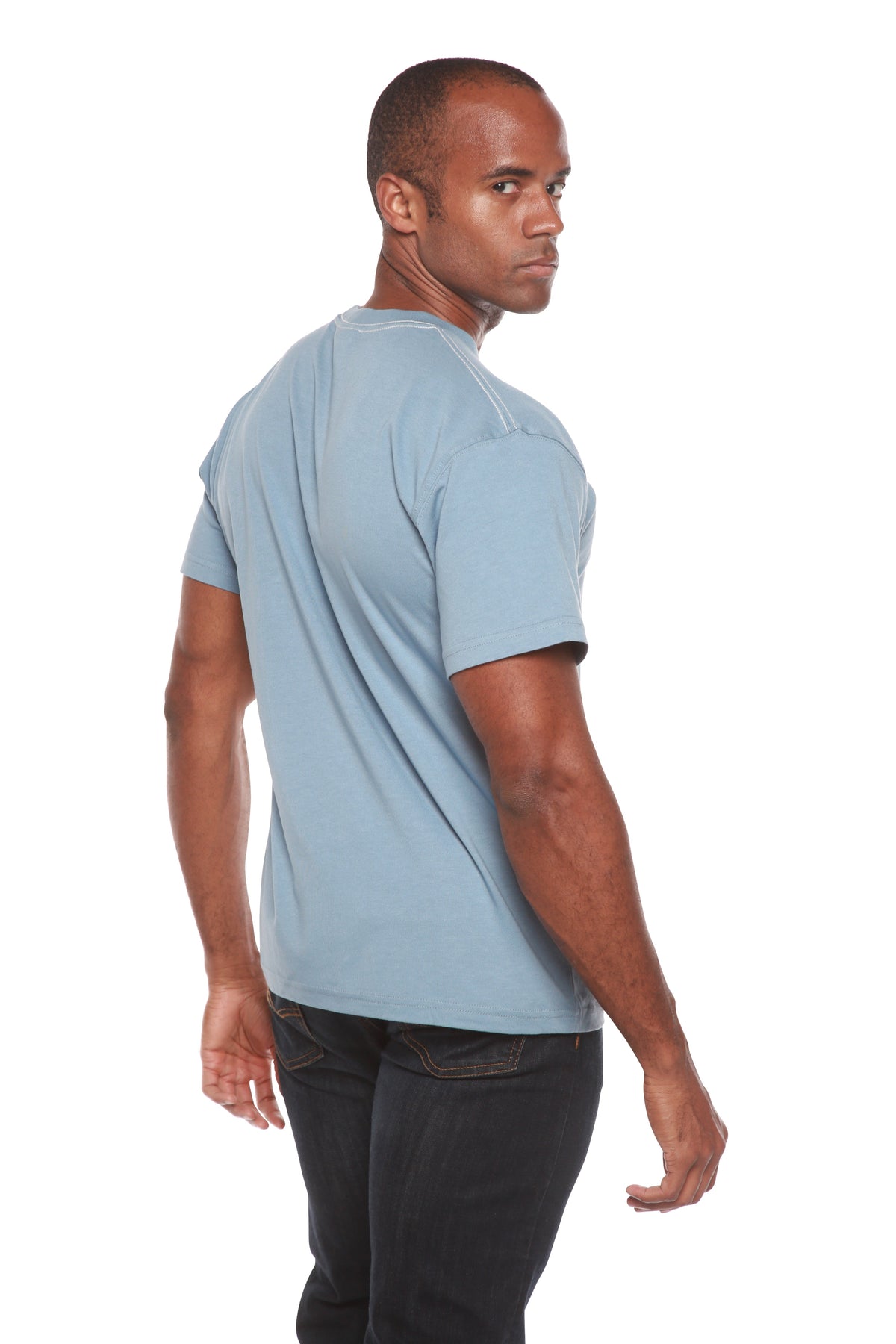 T-shirt à manches courtes en viscose de bambou/coton biologique pour homme avec surpiqûres contrastées