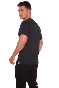 T-shirt à manches courtes en viscose de bambou/coton biologique pour homme avec surpiqûres contrastées