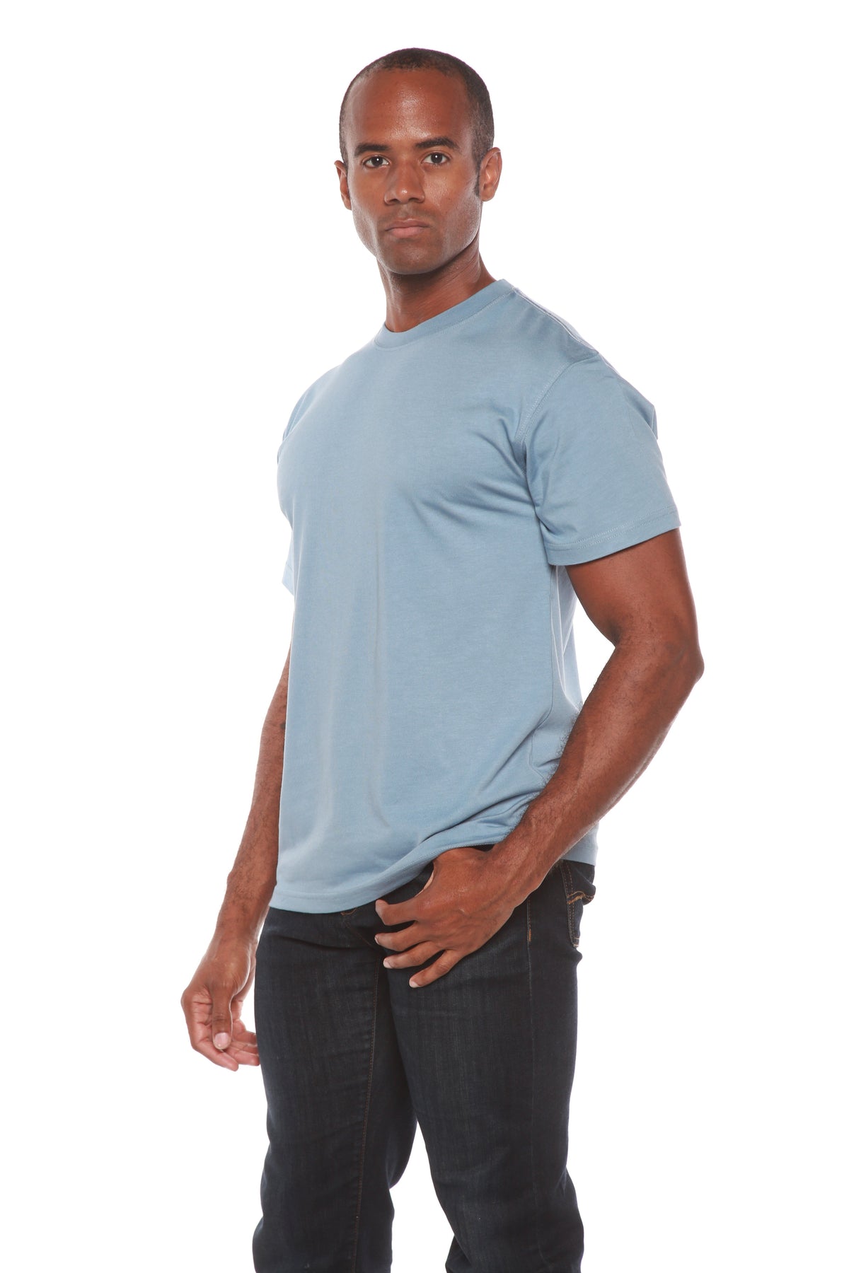 T-shirt à manches courtes en viscose de bambou/coton biologique pour homme avec surpiqûres contrastées