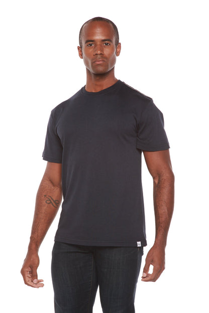 T-shirt à manches courtes en viscose de bambou/coton biologique pour homme avec surpiqûres contrastées