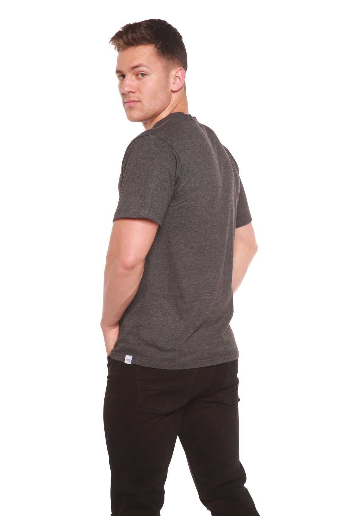Camiseta de hombre de manga corta de bambú con costuras en contraste - Liquidación