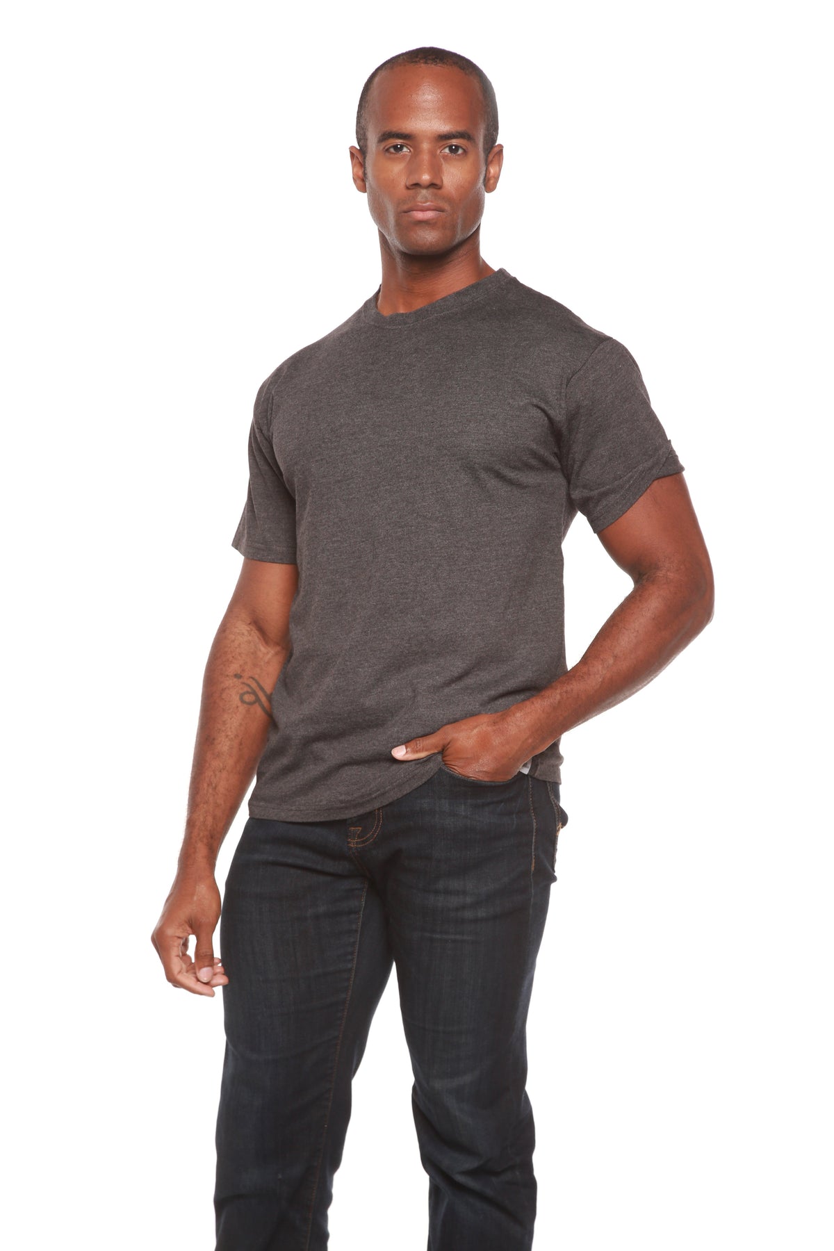 Camiseta de hombre de manga corta de bambú con costuras en contraste - Liquidación
