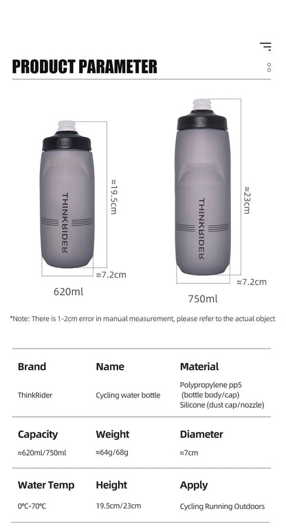 Bicycle Water Bottle – 620ml or 750ml Leak-Proof Sports Bottle
