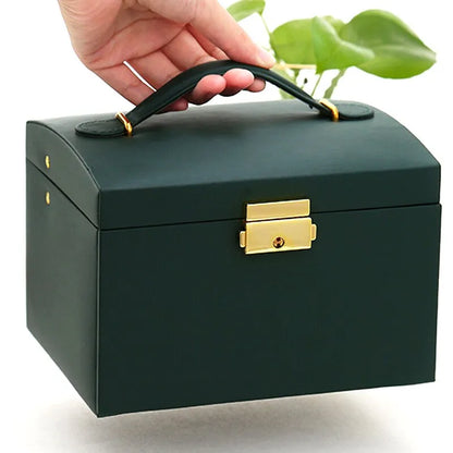 3 Layer Leather Jewelry Box Organizer with Drawers Velvet Lined 17.5cm