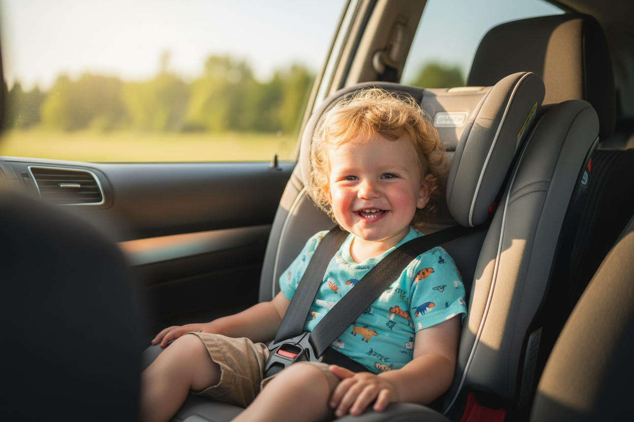 Toddler in forward-facing car seat