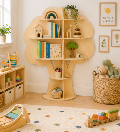SUMMER Tree Bookshelf – Kids Wooden Tree Shelf