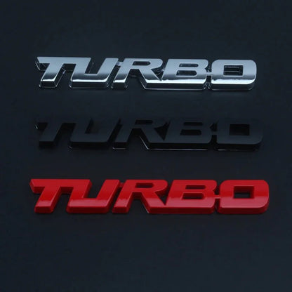 Turbocharged Metal Alloy 3D Car Sticker Badge | Sporty Decorative Car Emblem