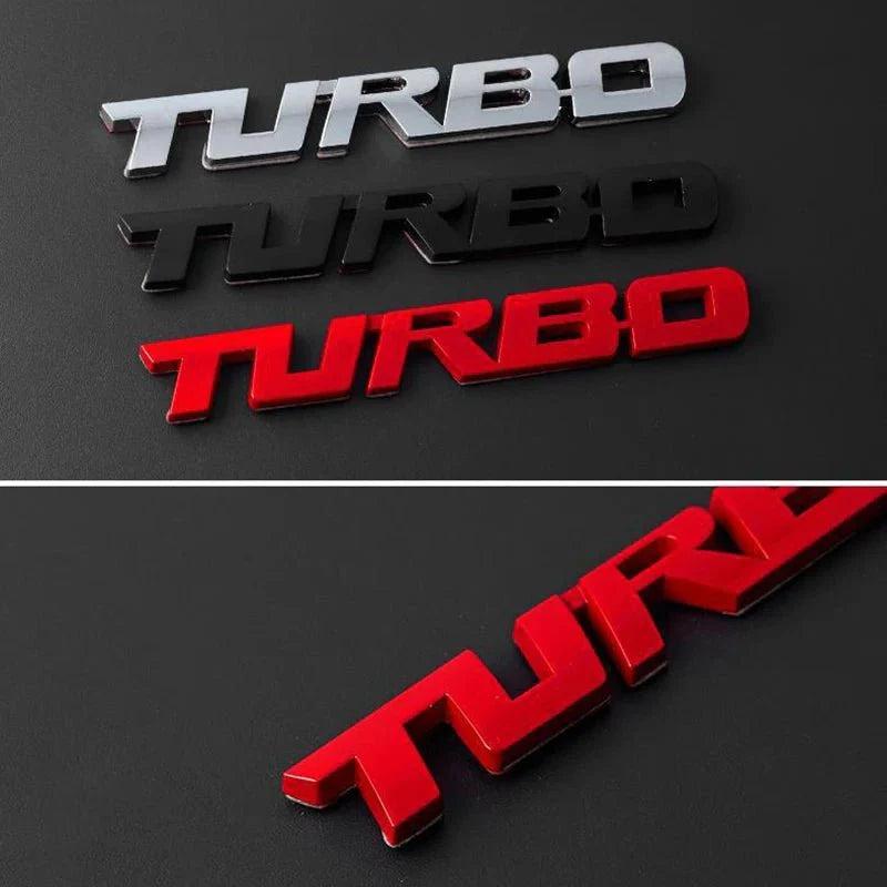 Turbocharged Metal Alloy 3D Car Sticker Badge | Sporty Decorative Car Emblem