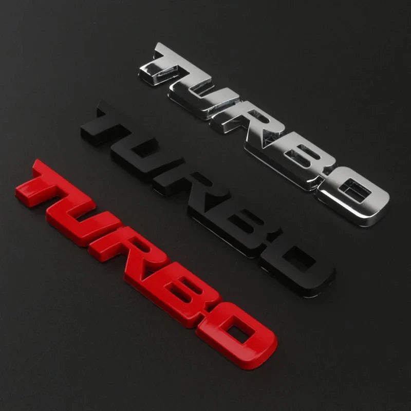 Turbocharged Metal Alloy 3D Car Sticker Badge | Sporty Decorative Car Emblem