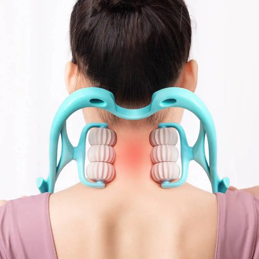 Turquoise Six Wheel Neck Massager Massage Relieve Tool