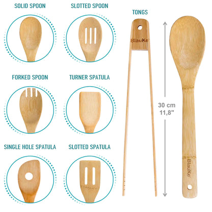 7-Pack Bamboo Kitchen Utensils Set