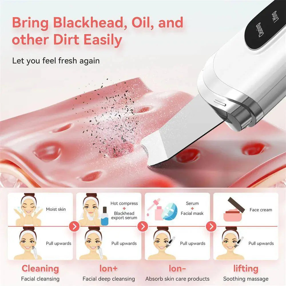 Ultrasonic Facial Skin Scrubber Deep Cleansing Tool