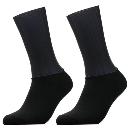 Unisex Anti-Slip Aero Cycling Socks – Silicone-Striped Knee-High Sports Socks