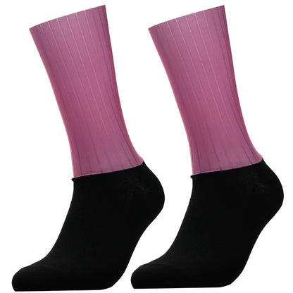 Unisex Anti-Slip Aero Cycling Socks – Silicone-Striped Knee-High Sports Socks